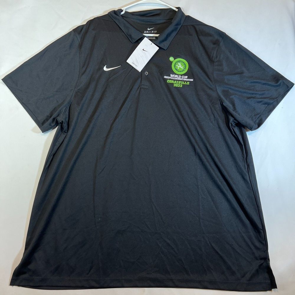 World Cup Coralville Wrestling 2022 Nike Dri-Fit‎ Polo Shirt Men's 2XL Black